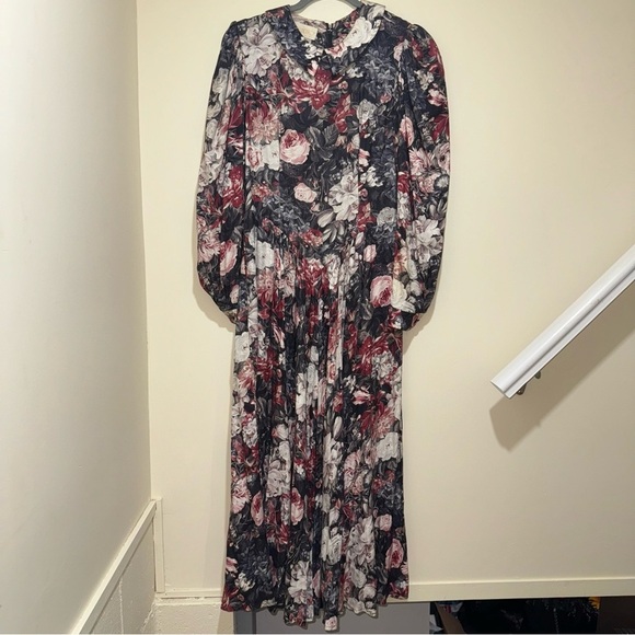 Women’s Vintage Floral Maxi Length Drop Waist Long Puff Sleeve Dress Size: 6 - Picture 3 of 16